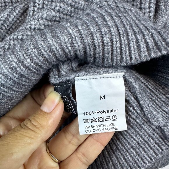 Gray Womens Chunky Knit Quarter Zip Sweater Size M Grandmacore Slouchy Comfy - Picture 8 of 11